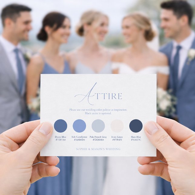Dusty Blue Wedding Attire Card Einladung (Von Creator hochgeladen)