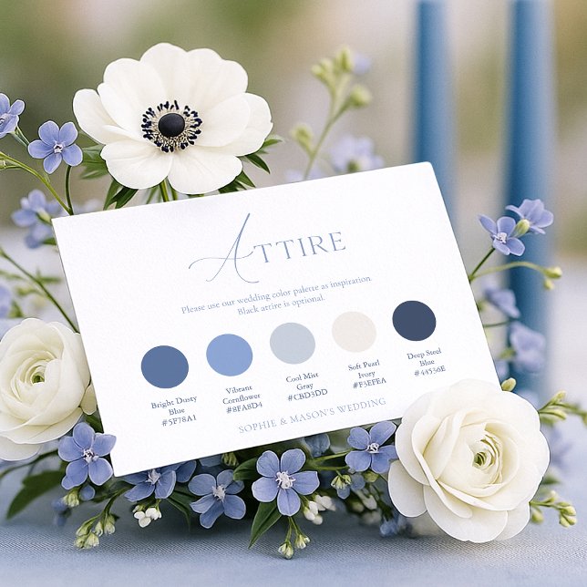 Dusty Blue Wedding Attire Card Einladung (Von Creator hochgeladen)