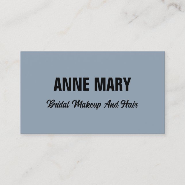 Dusty Blue Wedding Bridal Hair Makeup Artist Salon Visitenkarte (Vorderseite)