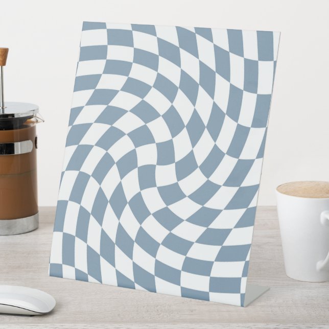 Dusty Blue Wedding Collection Karo überprüft Sockelschild (In Situ)