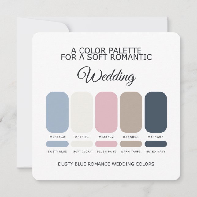 Dusty Blue Wedding Color Palette Romantic Wedding Einladung (Vorderseite)
