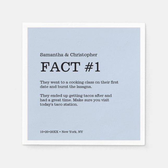 Dusty Blue Wedding Custom Fact Napkins Serviette (Vorderseite)
