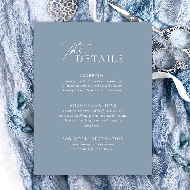 Dusty Blue Wedding Details Card RSVP Karte (Von Creator hochgeladen)