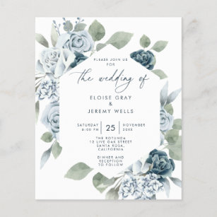 Dusty Blue Wedding Einladung