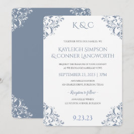 Dusty Blue Wedding Einladung | Elegant Vintag