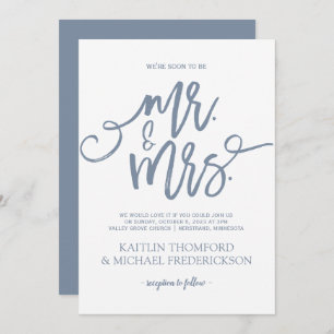 Dusty Blue Wedding Einladung   Pinselschrift