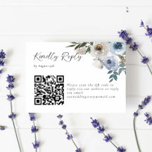 Dusty Blue Wedding Floral Kindly Antwort QR Code