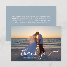 Dusty Blue Wedding Foto Dankeskarte