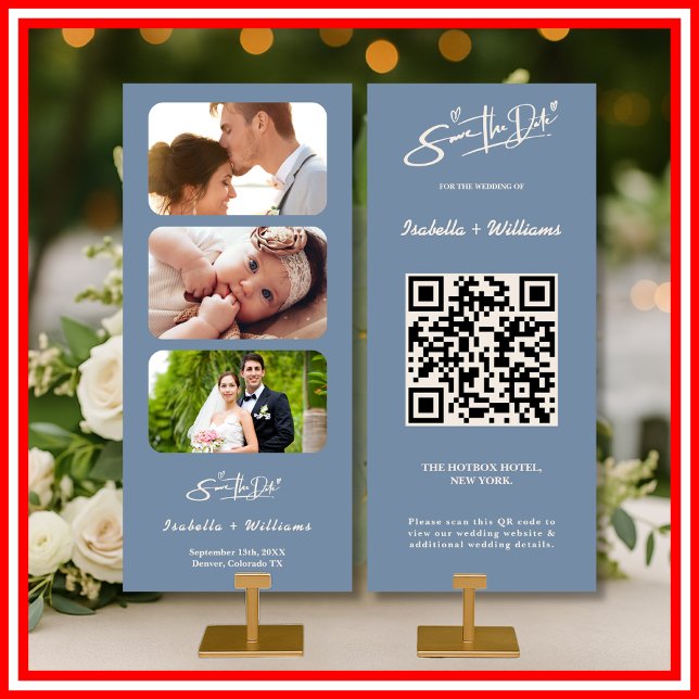 Dusty Blue Wedding Foto QR Code Elegant (Von Creator hochgeladen)