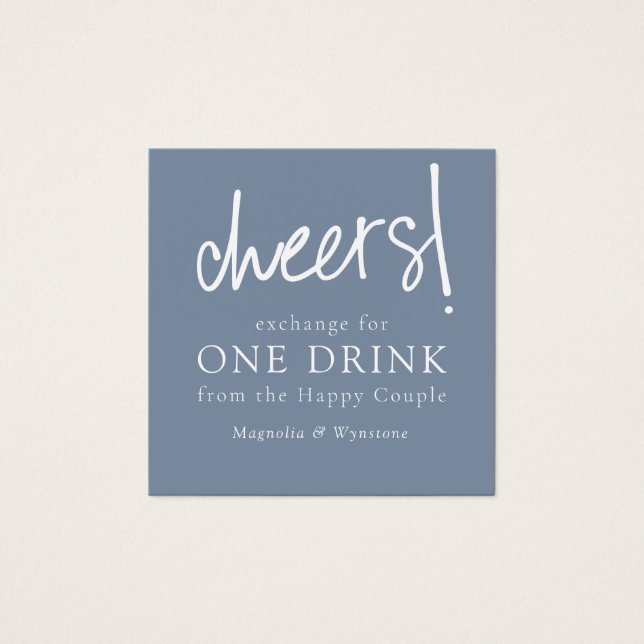 Dusty Blue Wedding Free Drinks Tokens (Vorderseite)