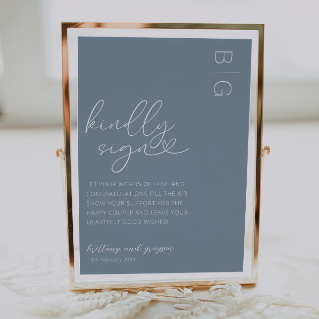 Dusty Blue Wedding Guestbook Sign Poster (Von Creator hochgeladen)