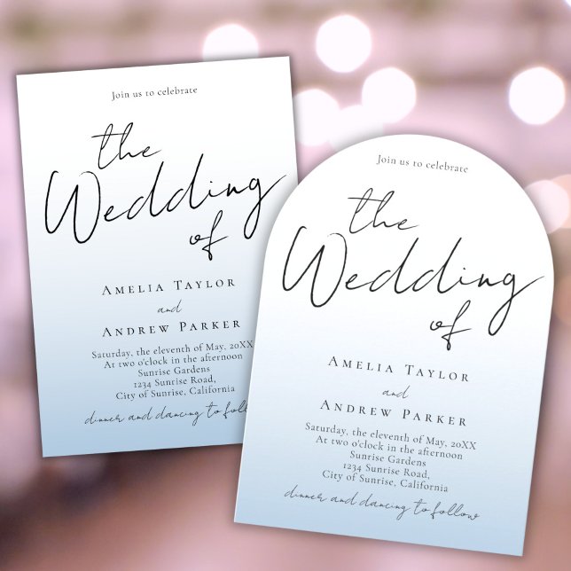 Dusty Blue Wedding Invitation Arch Foto QR Code Einladung (Von Creator hochgeladen)