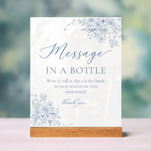 Dusty Blue Wedding Message in einer Flasche Acrylschild