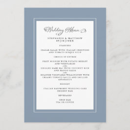 Dusty Blue Wedding Modern Chic Borders Menükarte