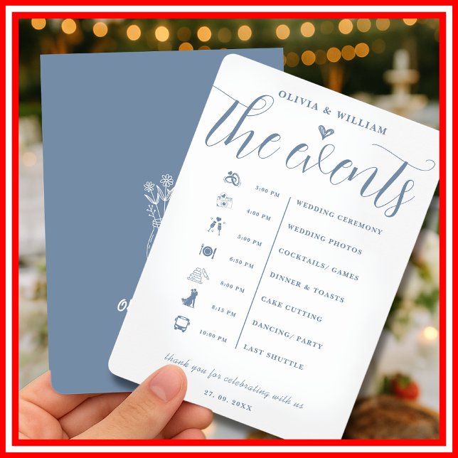 Dusty Blue Wedding Order of Events Program Einladung (Von Creator hochgeladen)