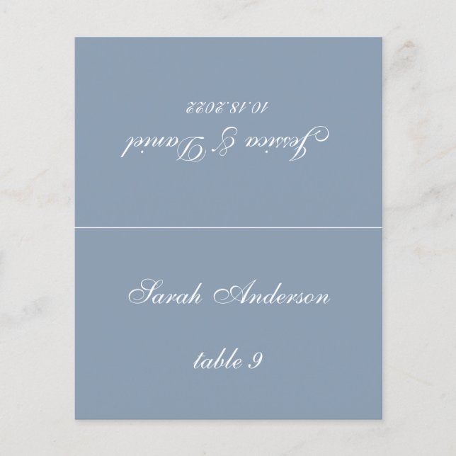 Dusty Blue Wedding Platzkarte - Gast Name (Vorderseite)