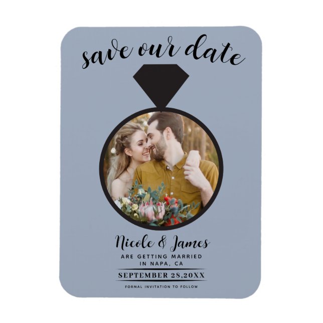 Dusty Blue Wedding Ring Foto Save the Date Magnet (Vertikal)