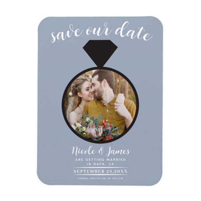 Dusty Blue Wedding Ring Foto Save the Date Magnet (Vertikal)