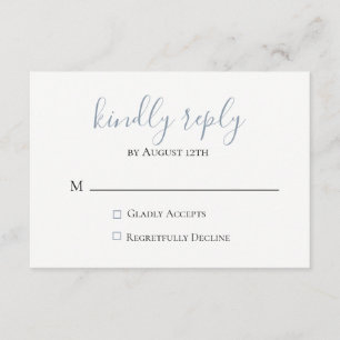 Dusty Blue Wedding RSVP Card Karte