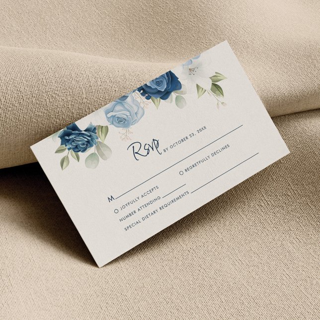 Dusty Blue Wedding RSVP Enclosure Card Begleitkarte (Dusty Blue Floral Watercolor Wedding RSVP Enclosure Card)