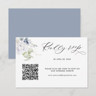 Dusty Blue Wedding Rsvp Online mit Scan QR Code Begleitkarte