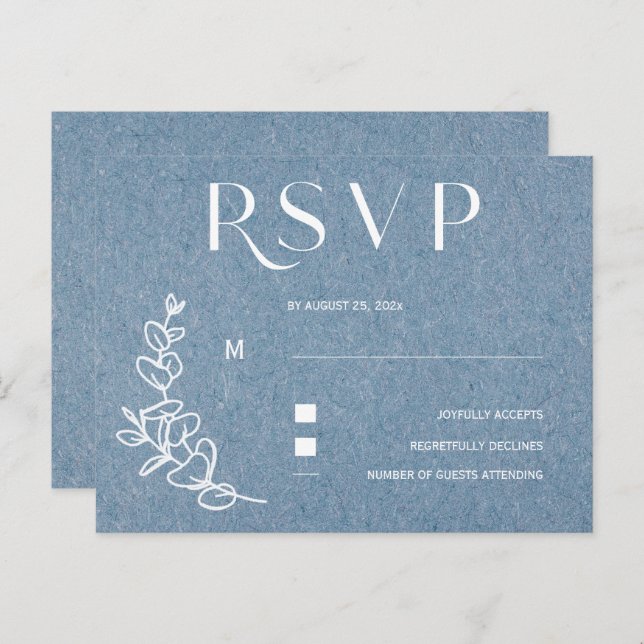 Dusty Blue Wedding RSVP Postkarte (Vorne/Hinten)