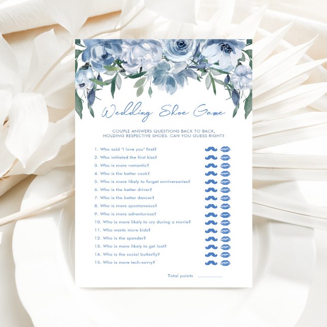 Dusty Blue Wedding Shoe Brautparty Game Card (Von Creator hochgeladen)
