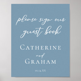 Dusty Blue Wedding Sign Our Guest Book Poster