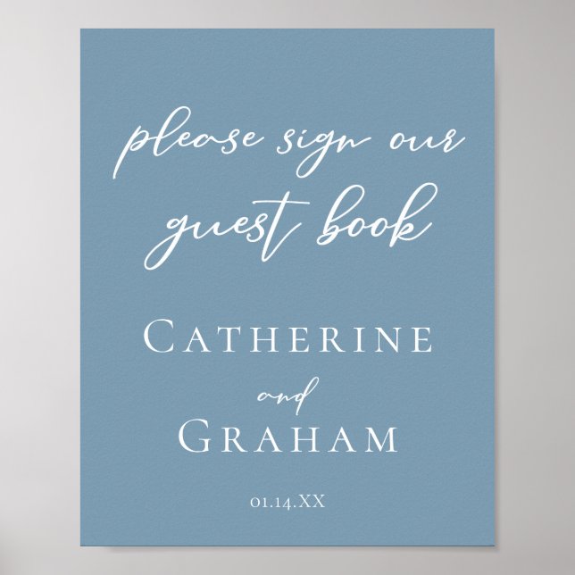 Dusty Blue Wedding Sign Our Guest Book Poster (Vorne)