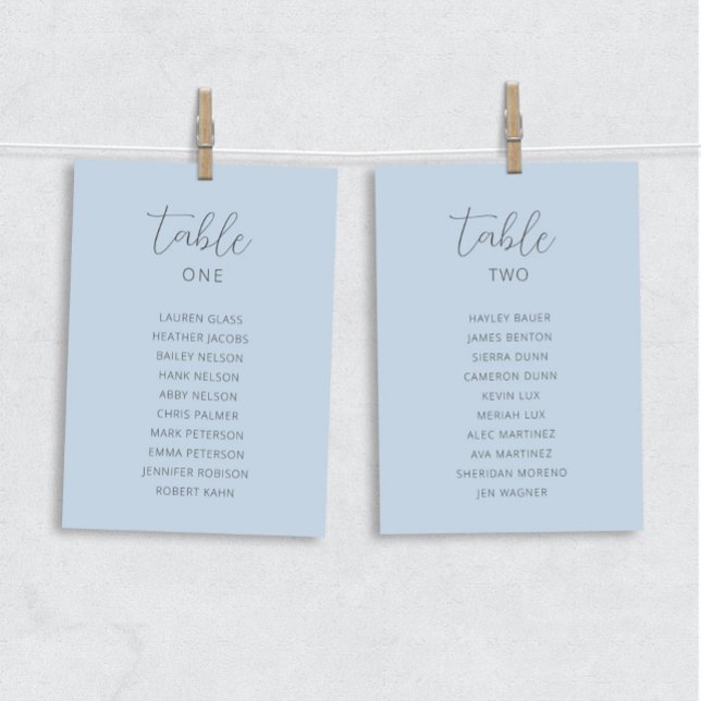 Dusty Blue Wedding Table Chart Cards (Von Creator hochgeladen)