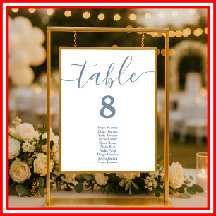 Dusty Blue Wedding Table Seekarten Poster