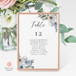 Dusty Blue Wedding Table Seekarten Tischnummer