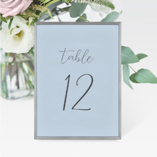 Dusty Blue Wedding Tischnummer Card