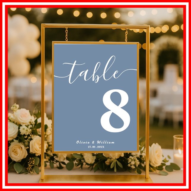 Dusty Blue Wedding Tischnummer Poster (Von Creator hochgeladen)