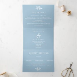 Dusty Blue Wedding Tri-Fold Einladungen UAWG
