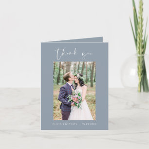 Dusty Blue Wedding Vielen Dank Foto Minimalistisch Dankeskarte