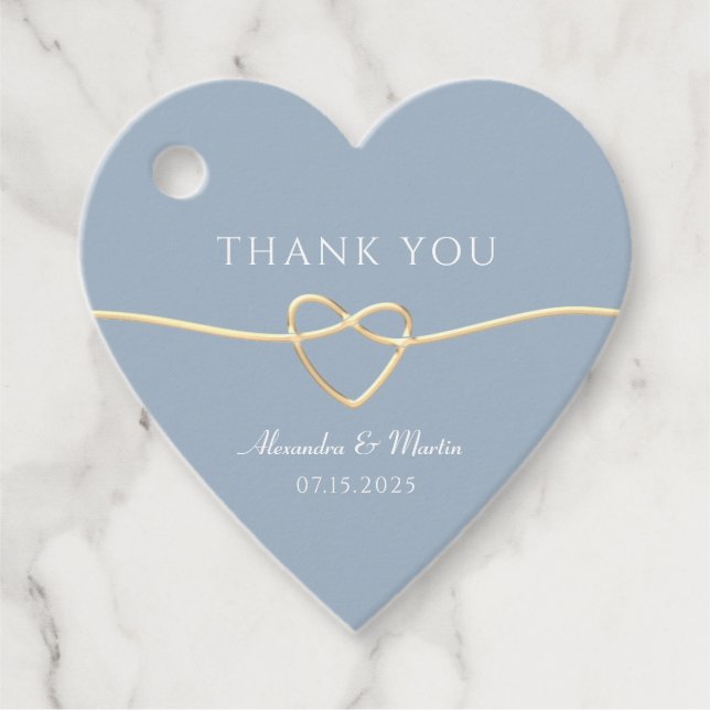 Dusty Blue Wedding Vielen Dank Geschenkanhänger (Vorderseite)