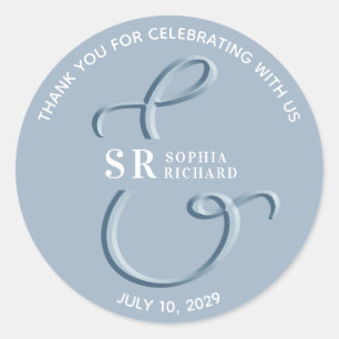 Dusty Blue Wedding Vielen Dank Runder Aufkleber