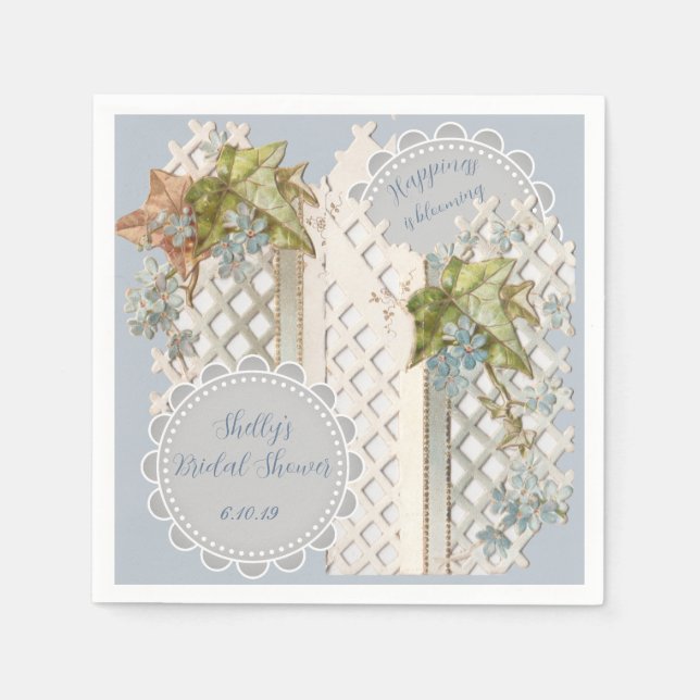 Dusty Blue Wedding Vintag Ephemera Serviette (Vorderseite)