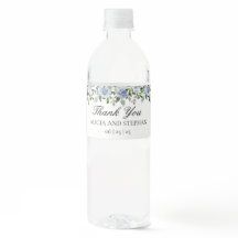 Dusty Blue Wedding Water Bottle Labels