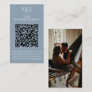 Dusty blue Wedding Website QR Code Foto UAwg Begleitkarte