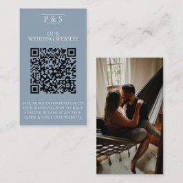 Dusty blue Wedding Website QR Code Photo Rsvp    Begleitkarte