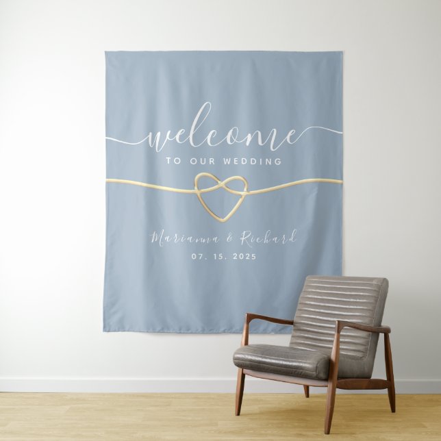 Dusty Blue Wedding Welcome Background Wandteppich (Beispiel)