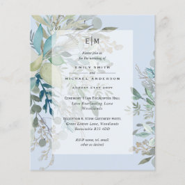 Dusty Blue Wedding Zeremonie und Empfang Einladung Flyer
