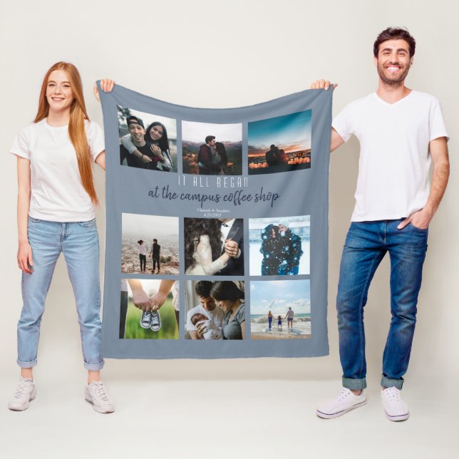 Dusty Blue Where it All Began Romantic Liebe Story Fleecedecke (Beispiel)