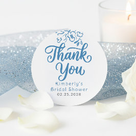 Dusty Blue Whimsical Bridal Shower Thank You  Runder Aufkleber