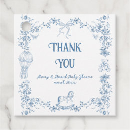Dusty Blue Whimsical Floral Baby Dusche Geschenkanhänger