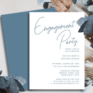 Dusty Blue Whimsical Script Chic Engagement Party Einladung