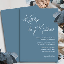 Dusty Blue Whimsical Script Moderne Hochzeit