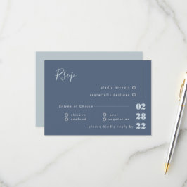 Dusty Blue White and Gray Calligraphy UAWG Wedding RSVP Karte